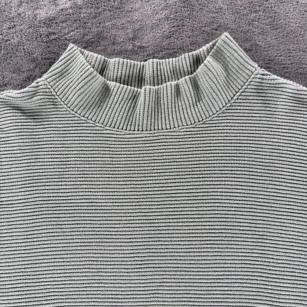 Madewell Funnel Neck Drop Shoulder Cotton Sweater Frosted Sage Women XL Ribbed